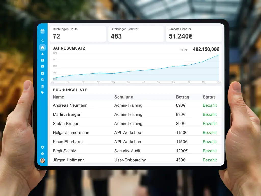 Integrierte Online-Zahlungsmethoden und E-Rechnung kompatible Finanzbuchhaltung für moderne Dienstleister